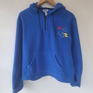 Dr Seuss Brand Blue Fleece Pullover 1/4 Zip Hoodie One Fish Two Fish Size XL